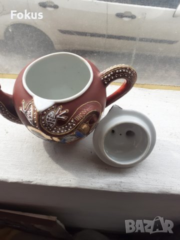 Сатцума Satsuma чайник Япония порцелан позлата печат, снимка 6 - Антикварни и старинни предмети - 44481221