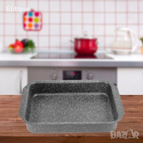 Тава за печене с мраморно незалепващо покритив, 35x24,5x5,5 см, снимка 9 - Съдове за готвене - 52901447