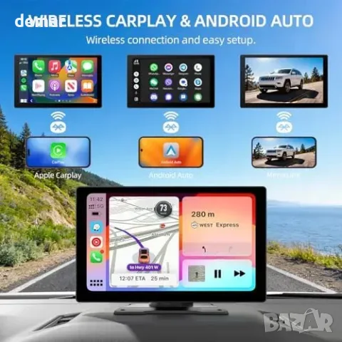 9-инчов безжичен екран за Apple CarPlay и Android Auto с гласово управление и GPS навигация, снимка 2 - Навигация за кола - 55849750