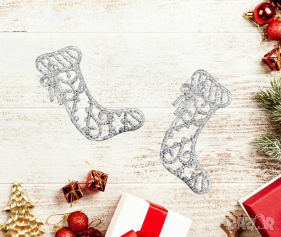 Коледна блестяща украса за елха във форма на Коледен чорап, снимка 2 - Декорация за дома - 52301656