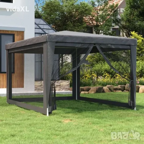 vidaXL Парти палатка с 4 мрежести странични стени антрацит 3x4 м HDPE（SKU: 319234）, снимка 2 - Други - 56063219