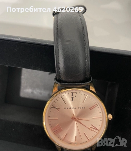 Дамски часовник с диамант и кожена каишка Isabella Ford, снимка 2 - Луксозни - 52392913