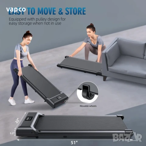 Компактна бягаща пътека, снимка 6 - Фитнес уреди - 51176545