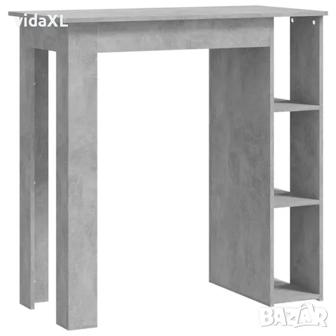 vidaXL Бар маса с рафт, бетонно сива, 102x50x103,5 см, инженерно дърво