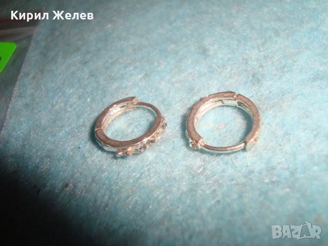 СТАРИ СРЕБЪРНИ или ПОСРЕБРЕНИ ОБЕЦИ с ИНКРУСТИРАНИ ЦИРКОНИ 25623, снимка 4 - Обеци - 35817303
