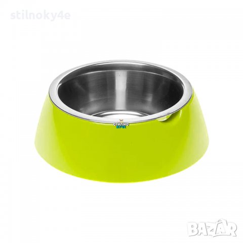 Метална купа за домашен любимец с пластмасова поставка в зелено Кучешка купичка Купа за куче/коте