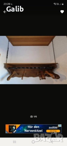  Закачалка от ковано желязо и масивно дърво, снимка 4 - Закачалки - 52796092