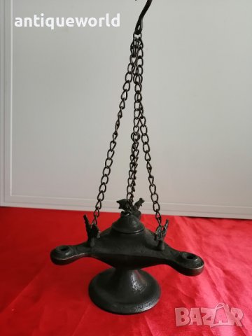 Старинна Бронзова ОСМАНСКА Маслена Лампа Тройна, снимка 2 - Антикварни и старинни предмети - 41962227