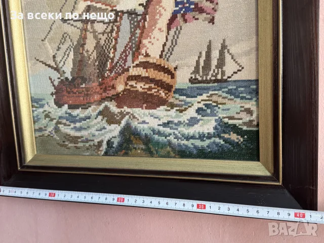 Гоблен "Малката фрегата" , Фрегата в буря, снимка 9 - Гоблени - 55850742