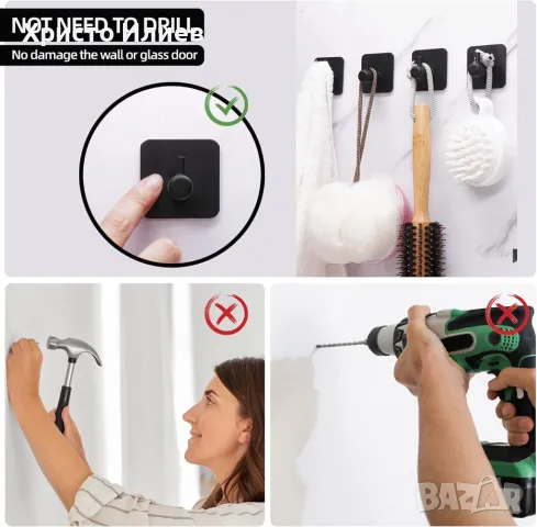 Закачалка Самозалепваща от неръждаема стомана За баня или кухня 6 броя, снимка 7 - Други стоки за дома - 48963214
