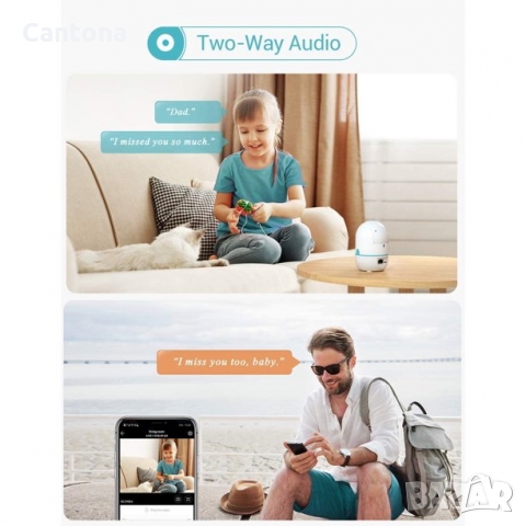 HeimVision HM202 360° WiFi IP камера, 1080P, PTZ, двупосочно аудио, нощно виждане, бебефон, снимка 3 - IP камери - 36051808