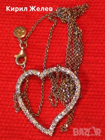 ШАРМАНТНО СЪРЦЕВИДНО СРЕБЪРНО АРТ КОЛИЕ МЕДАЛЬОН СРЕБРО с ПЕЧАТИ S 925 9.38 с ИСКРЯЩИ ЦИРКОНИ 28493