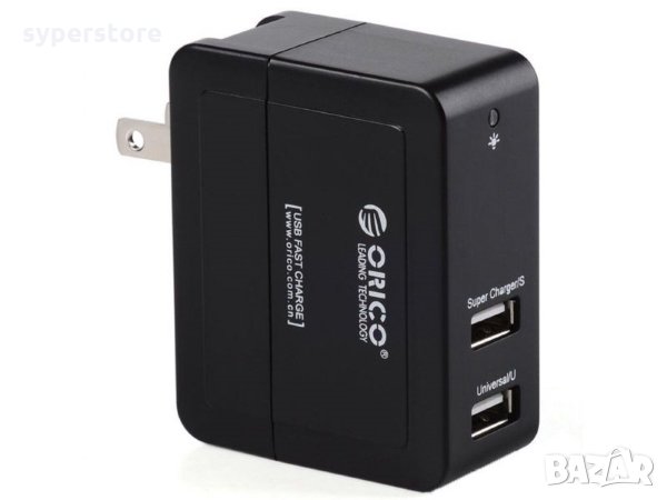 Зарядно за телефот, таблет и др. 20W За стена с Два USB изхода Orico DCA-2U-BK За USA и EU ел. мрежа