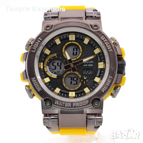 Мъжки електронен часовник с голям циферблат и жълта силиконова кашка Код на продукта:B-01-06