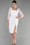 Бяла официална рокля - миди, снимка 1 - Рокли - 44438828