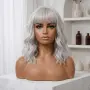 Сива вълнообразна перука с бретон – 35 см, снимка 3