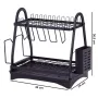 Сушилник на две нива с преливник Dish rack MZY- 1032B, Черен- 44х24.5х36.5 см, снимка 1