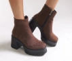 Дамски Кафяви Боти, снимка 1