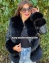 Луксозно дамско палто естествен косъм лисица и естествена кожа код 51