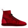 GIUSEPPE ZANOTTI Red Velvet High Top Sneakers Мъжки Велурени Кецове size 41, снимка 1
