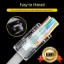 Комплект от 50 броя RJ45 CAT6/CAT5e конектори тип „Pass-Through“ (преходни) – позлатени 8P8C модулни, снимка 11