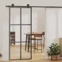 vidaXL Плъзгаща се врата с механизъм, ESG стъкло и алуминий, 90x205 см, снимка 2