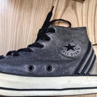 Дамски кецове CONVERSE оригинал, N'39, естествена кожа, сребристи т. сиви, много запазени, снимка 9 - Маратонки - 42595456