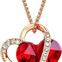 Колие с червен кристал във формата на сърце подарък жена, съпруга, приятелка Свети Валентин, снимка 2 - Колиета, медальони, синджири - 41569510