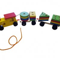 дървен влак с кубчета, снимка 4 - Влакчета, самолети, хеликоптери - 34231647