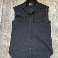 Дънкова нова мъжка черна риза без ръкави Zara S/M , снимка 2 - Ризи - 41773533