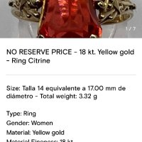 Златен 18 Карата пръстен с Централен камък Натурален Мадейра Цитрин!, снимка 7 - Пръстени - 42649682