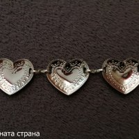 Метален колан бижу верижка с блестящи сърца в сребрист цвят, снимка 11 - Колани - 42178853