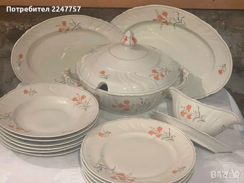 Сервиз за хранене за 6 души порцелан Altwasser 1939 г, снимка 1