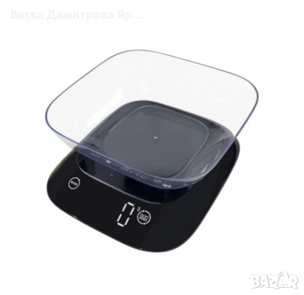 Кухненска везна с купа Rosberg Premium, 5 кг., 3xAAAбатерии , LED екран, Черен, 2 ГОДИНИ ГАРАНЦИЯ, снимка 1