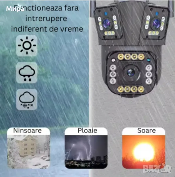 Тройна 4G камера за наблюдение,WIFI,работи със SIM карта,12 MP,Ultra HD, снимка 1