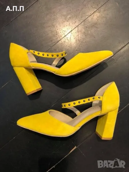 Жълти обувки на ток Bianco , снимка 1