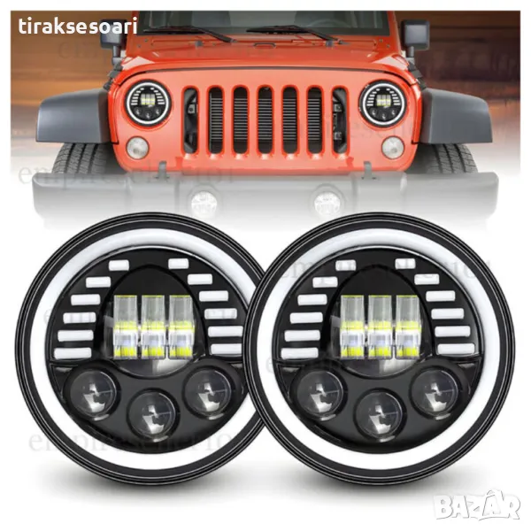 НОВ МОДЕЛ 2024 200W 7 Инчови Диодни Фарове за Lada Niva Jeep Wrangler, снимка 1