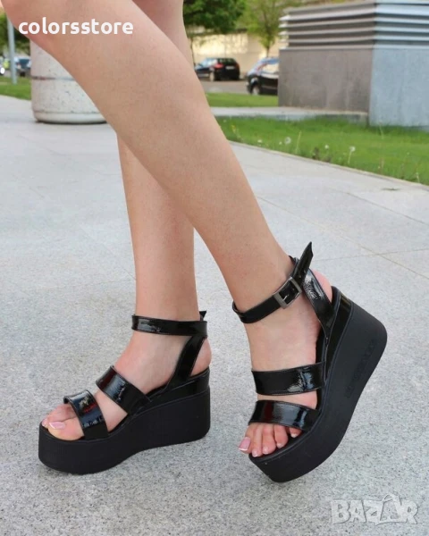 Сандали на платформа - черен лак - GDL90

, снимка 1