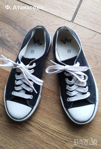 Детски унисекс кецове / гуменки / маратонки, черни, 37 номер , снимка 1