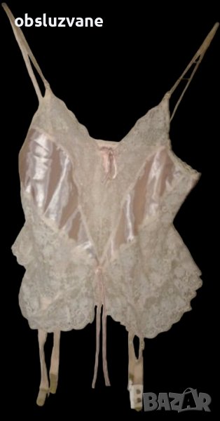Дантелено боди в прасковено розово, снимка 1