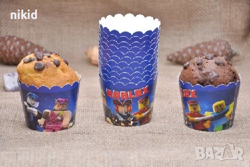 10 бр РОоблокс Roblox хартиени кошнички КъпкейК капсули поставки чашки за мъфини кексчета, снимка 1