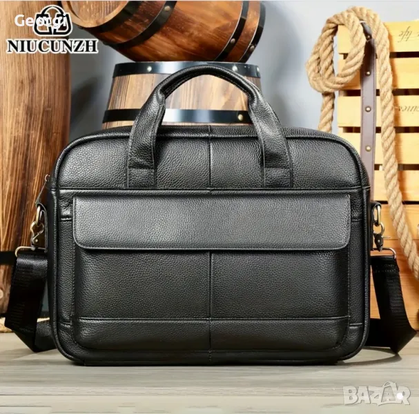 Елегантно/Ежедневна, Бизнес мъжка чанта (куфарче за лаптоп 15”) Естествена кожа!, снимка 1