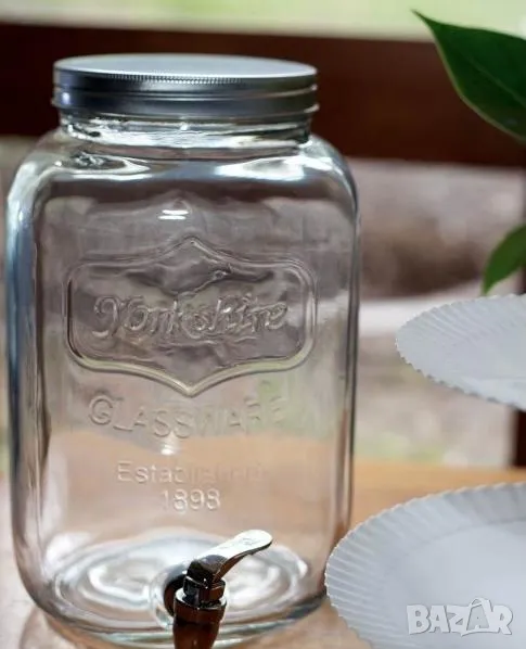 Стъклен винтидж буркан с канелка за напитки + подарък - две неща на цената на едното, снимка 1