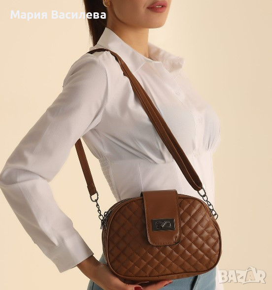 Елегантна дамска ежедневна чанта с три прегради 20х15х8 см., снимка 1