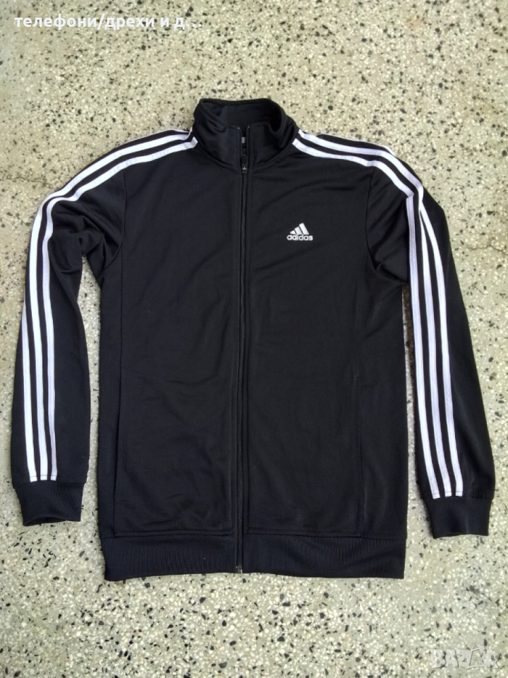 Дамско спортно горнище Adidas Three Stripe Full Zip, черно, размер S, снимка 1