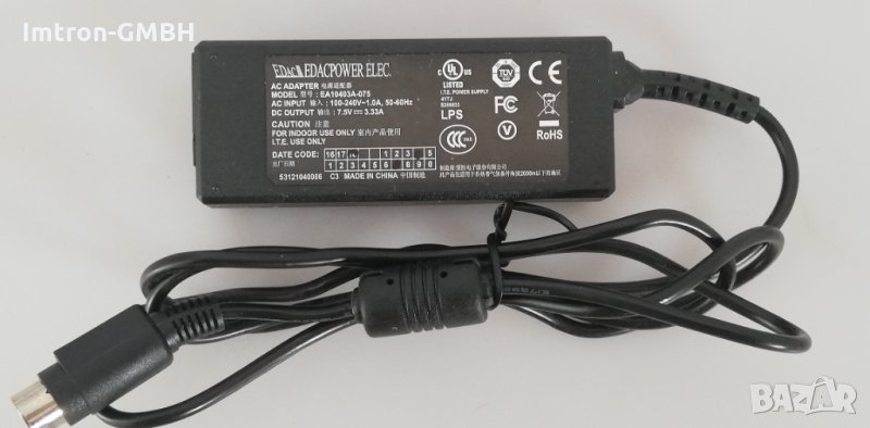Адаптер/Захранване EDAC EDACPOWER  7.5V EA10403A, снимка 1