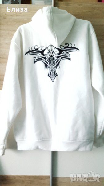 Ватиран суичер худи с цип и трайбъл щампа апликация, снимка 1