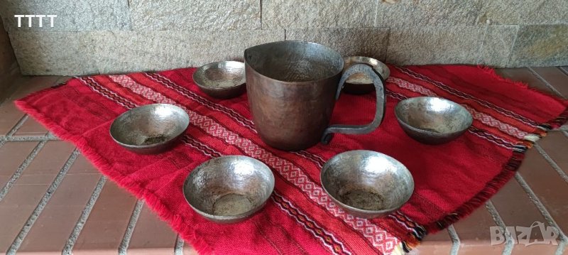 Стар кован меден сервиз за вино , снимка 1