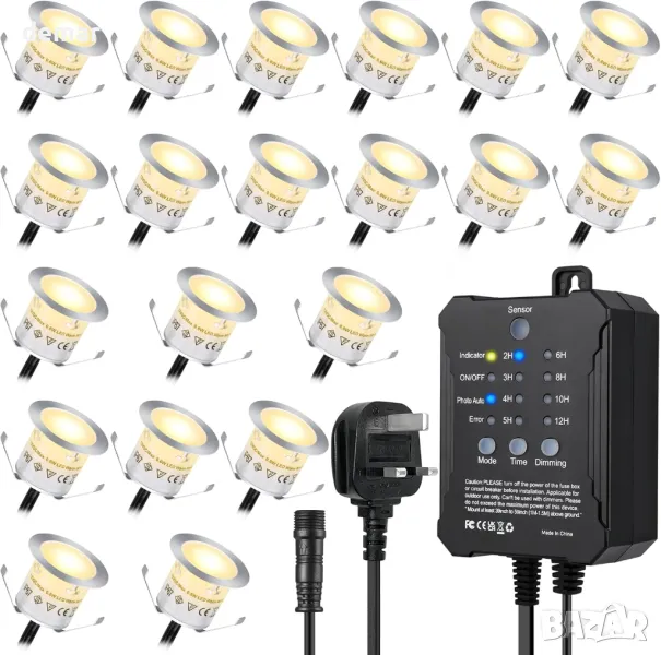 SMY Lighting Димируеми LED палубни светлини с таймер и фотоклетка, 20 броя, IP67, снимка 1