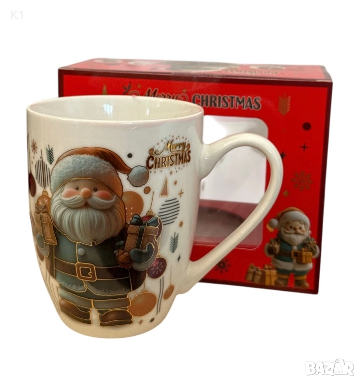 Коледна чаша Дядо Коледа с подаръчна кутия, снимка 1